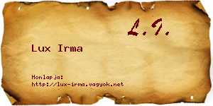 Lux Irma névjegykártya
